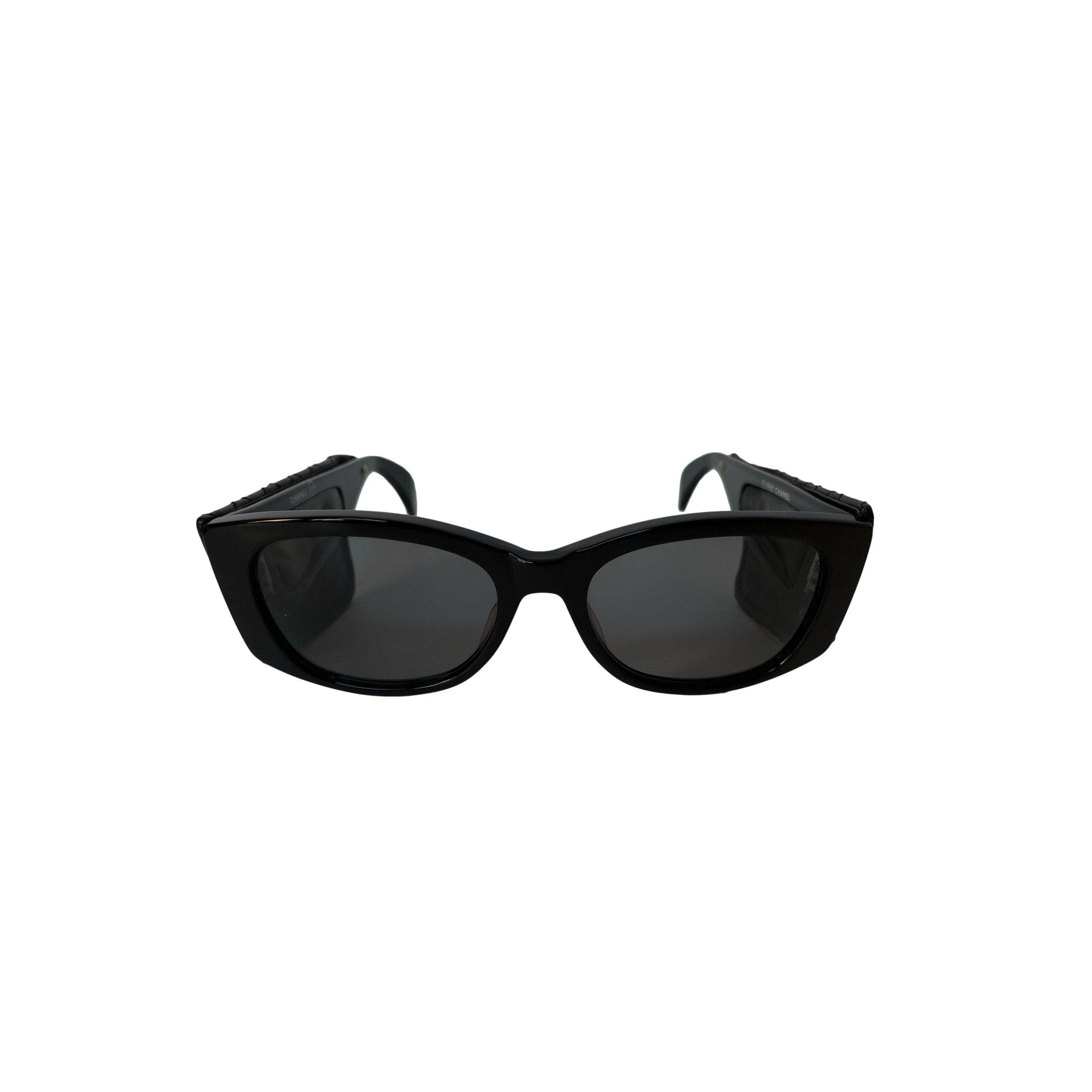 Chanel Black Quilted Leather Sunglasses