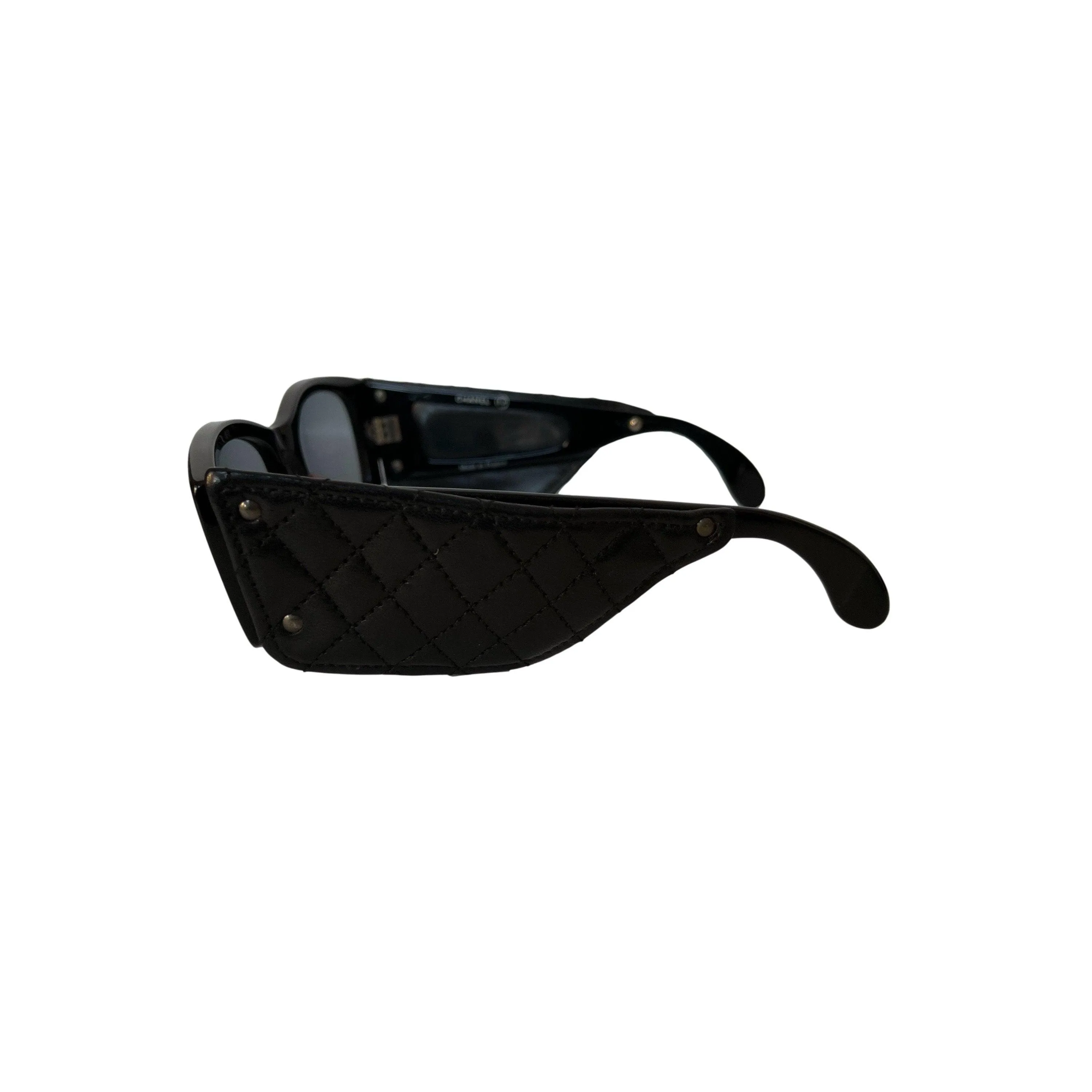 Chanel Black Quilted Leather Sunglasses
