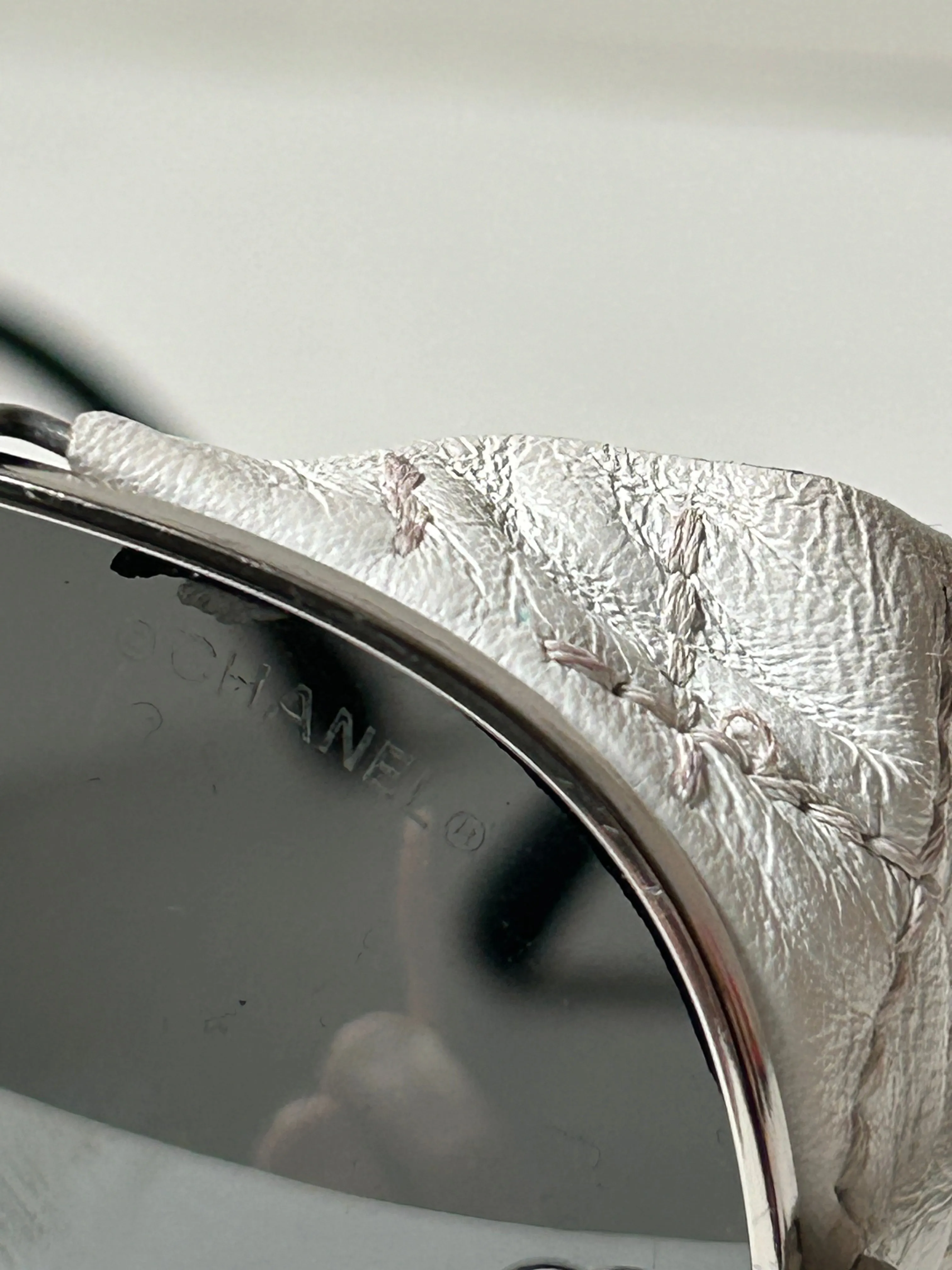 Chanel White Leather Aviator Sunglasses 4192-Q