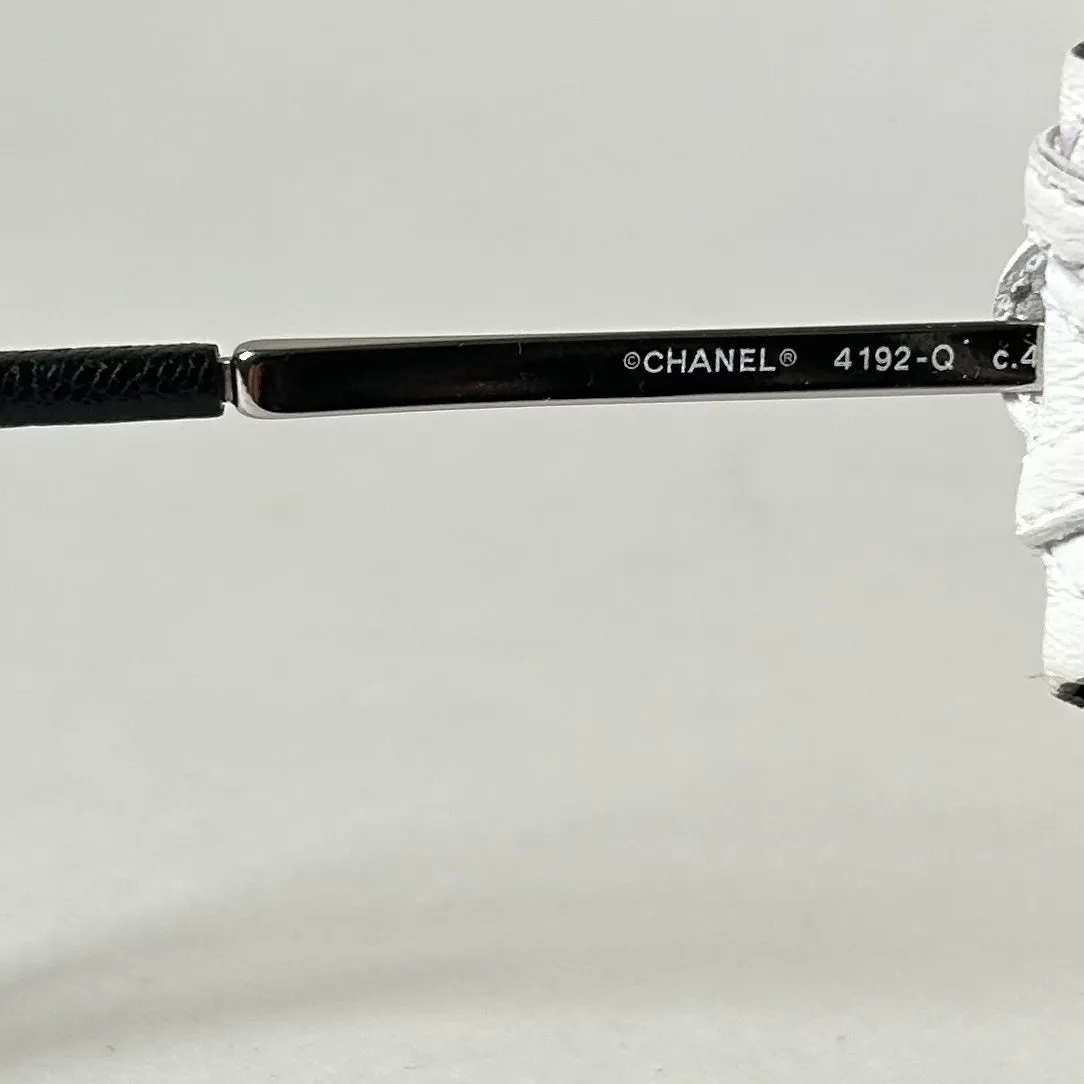 Chanel White Leather Aviator Sunglasses 4192-Q