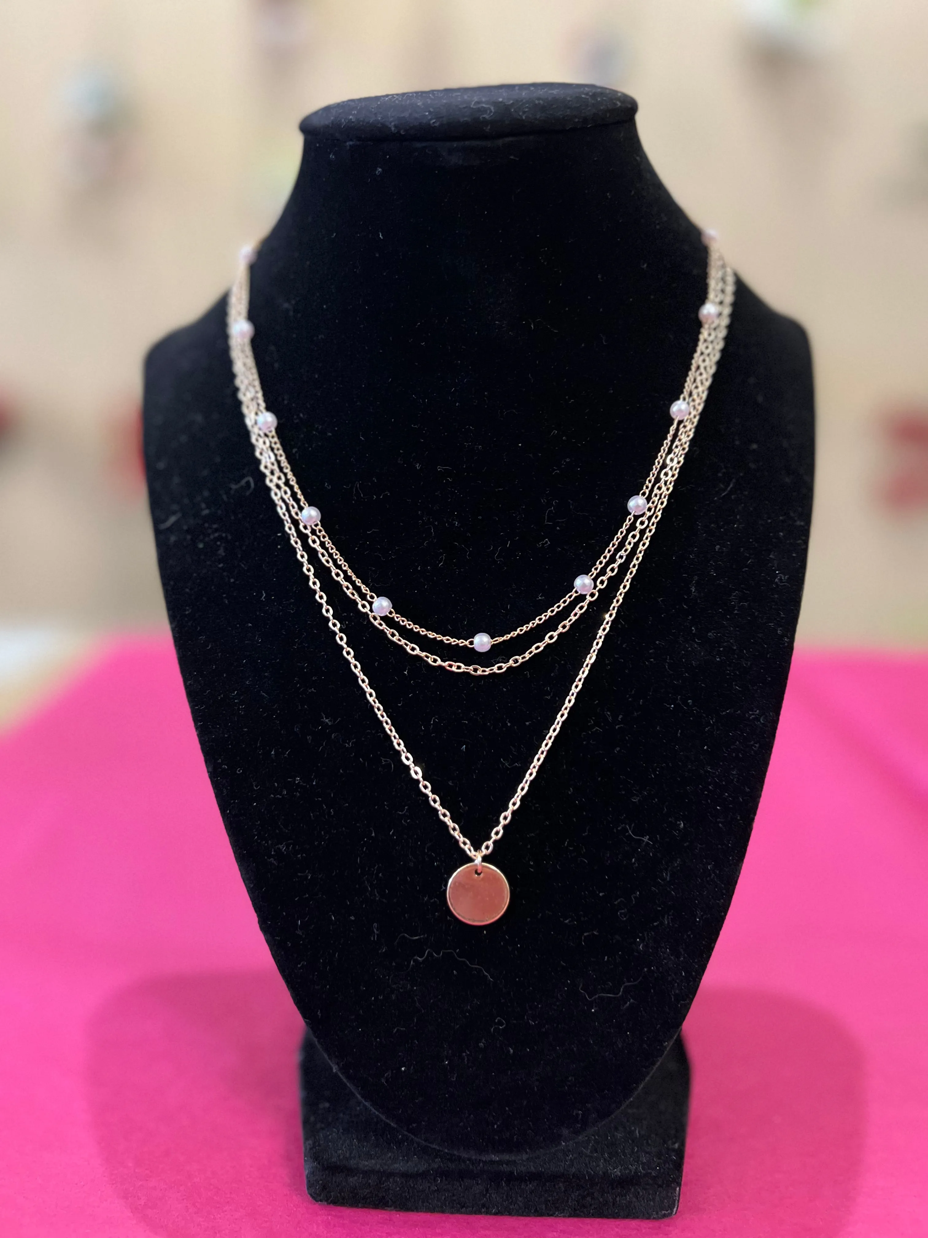 Charm & Pearl Necklace Set