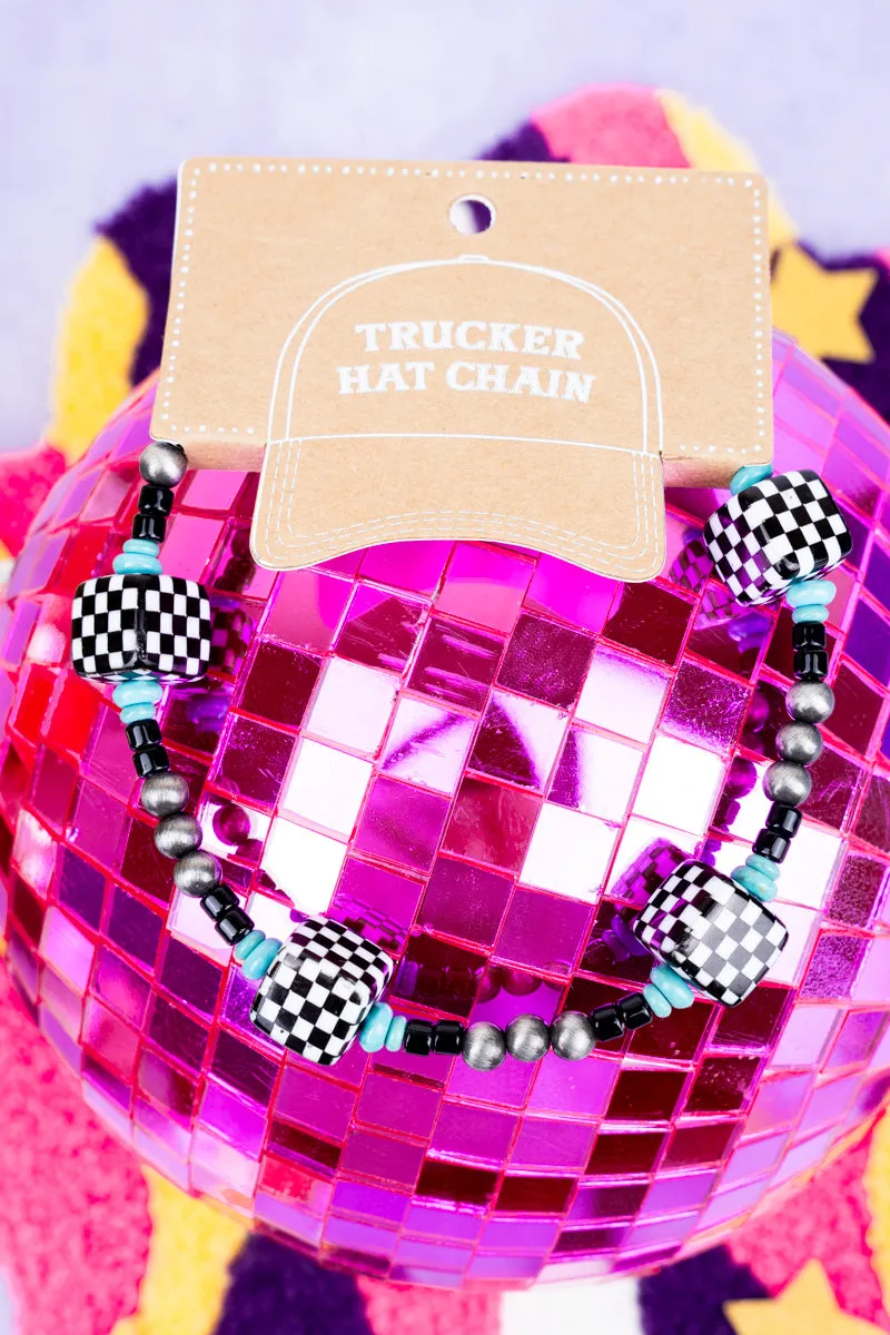 Checkered Cube Beaded Hat Chain