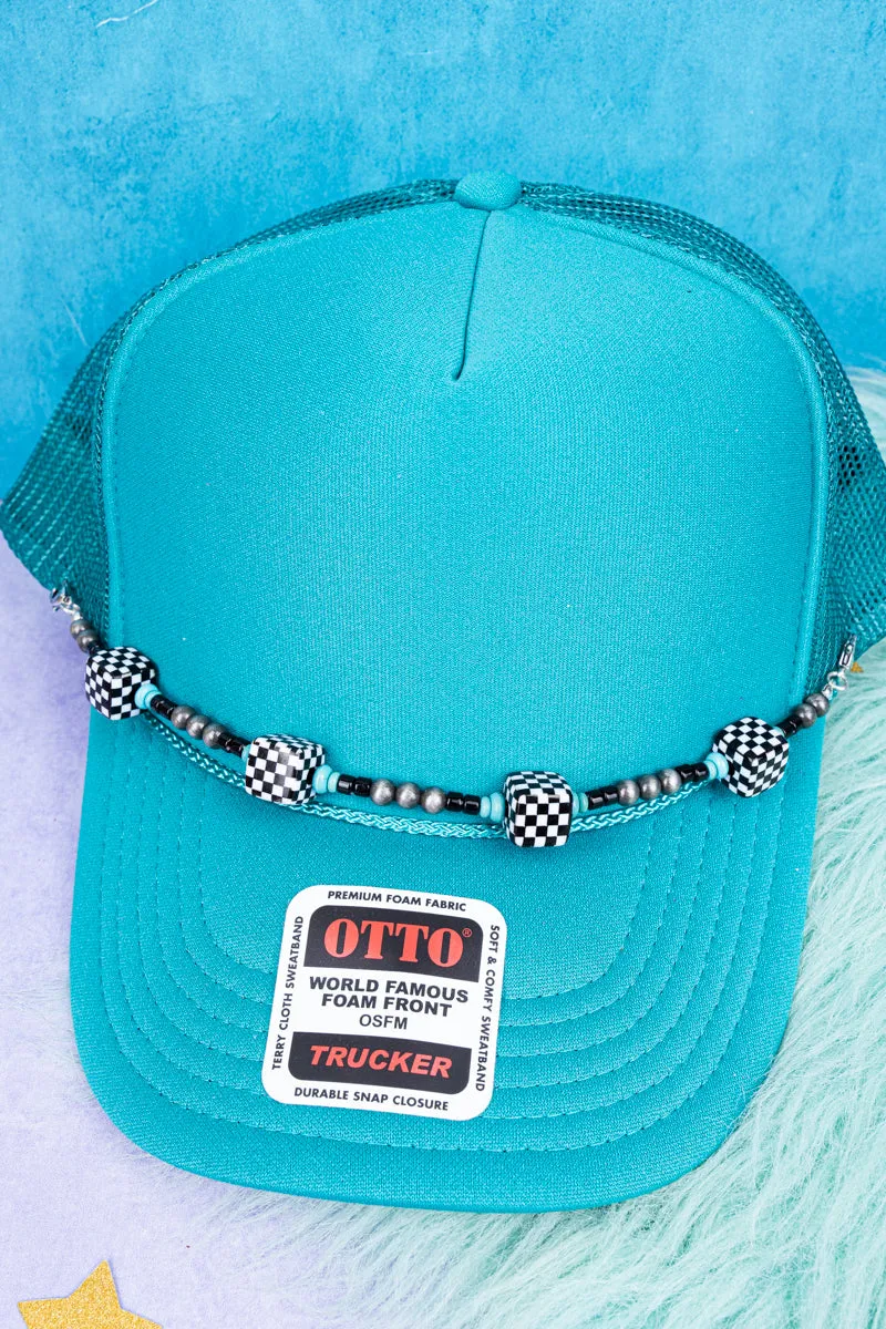 Checkered Cube Beaded Hat Chain