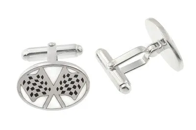 Checkered Flag Cufflinks in Sterling Silver