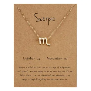Children's Necklaces:  Steel with Gold IP Birthday Gift Zodiac Necklaces - Scorpio