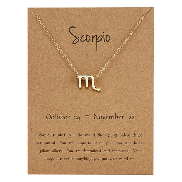 Children's Necklaces:  Steel with Gold IP Birthday Gift Zodiac Necklaces - Scorpio