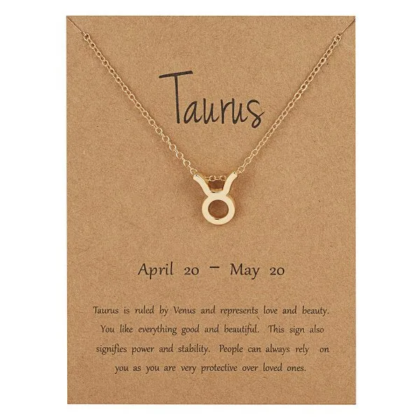 Children's Necklaces:  Steel with Gold IP Birthday Gift Zodiac Necklaces - Taurus