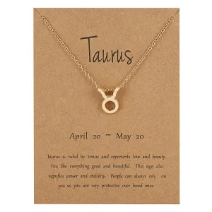 Children's Necklaces:  Steel with Gold IP Birthday Gift Zodiac Necklaces - Taurus