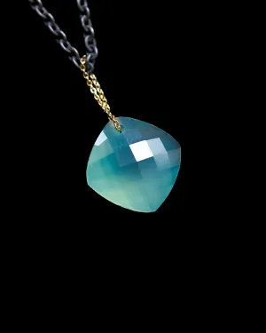 Chrysoprase Diamond Square Cut Aura Refinement Long Chain Necklace