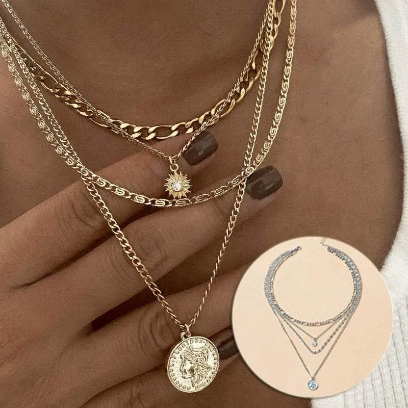 Chunky Layered Charm Necklace