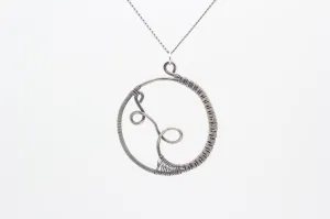 Circular Sterling Silver Wire Wrapped Pendant