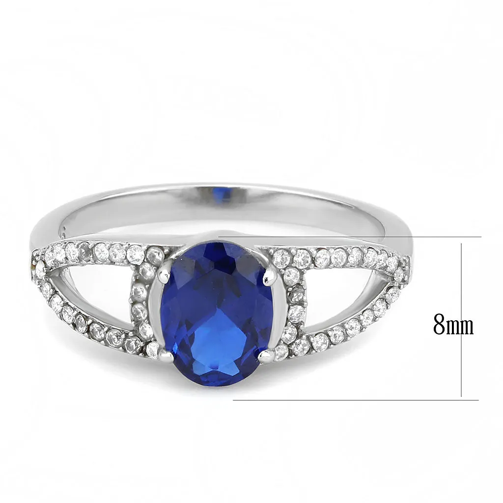 CJ306 Wholesale Women's Stainless Steel London Blue Spinel Minimal Engagement Ring