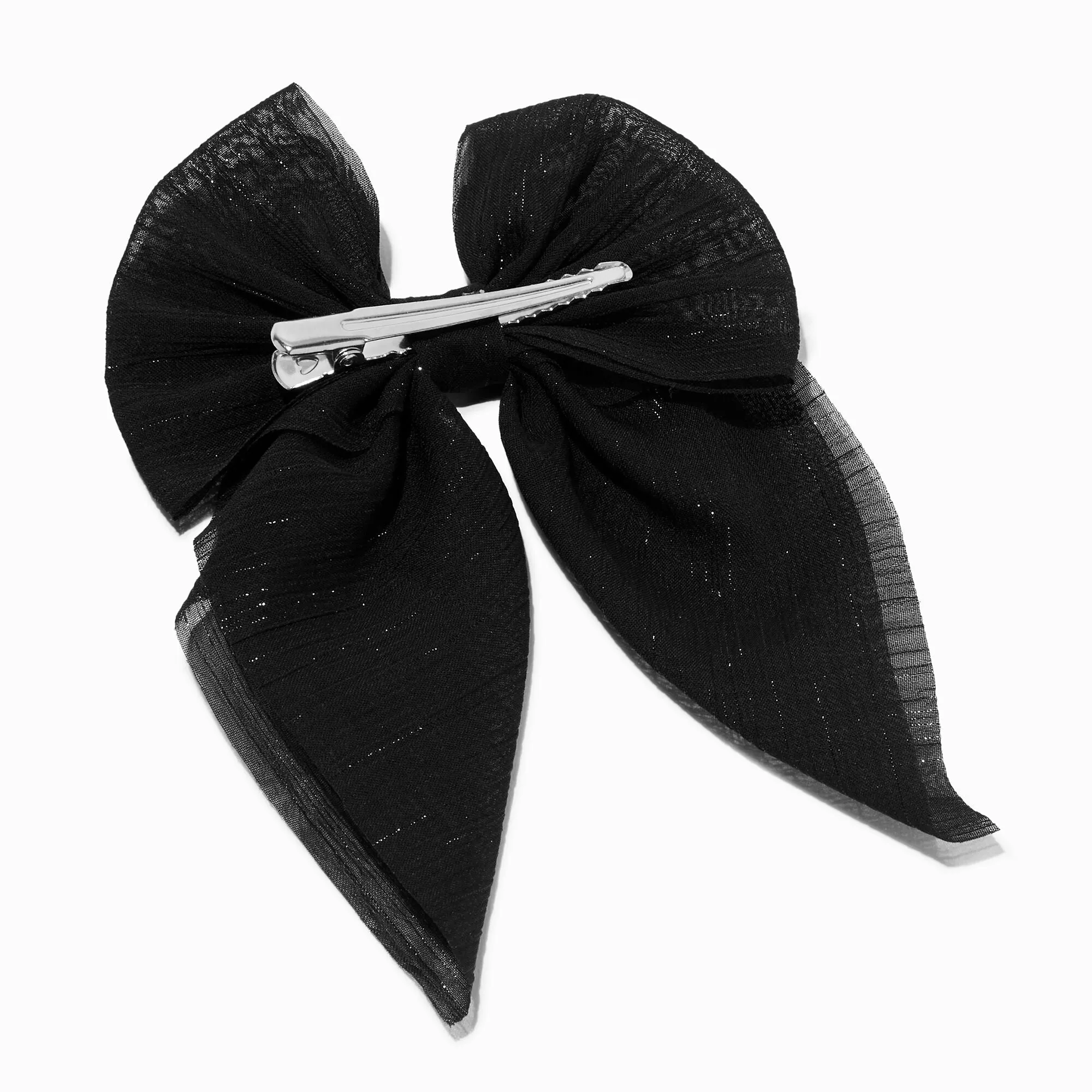 Claire's Club Black Chiffon Bow Barrette Hair Clip