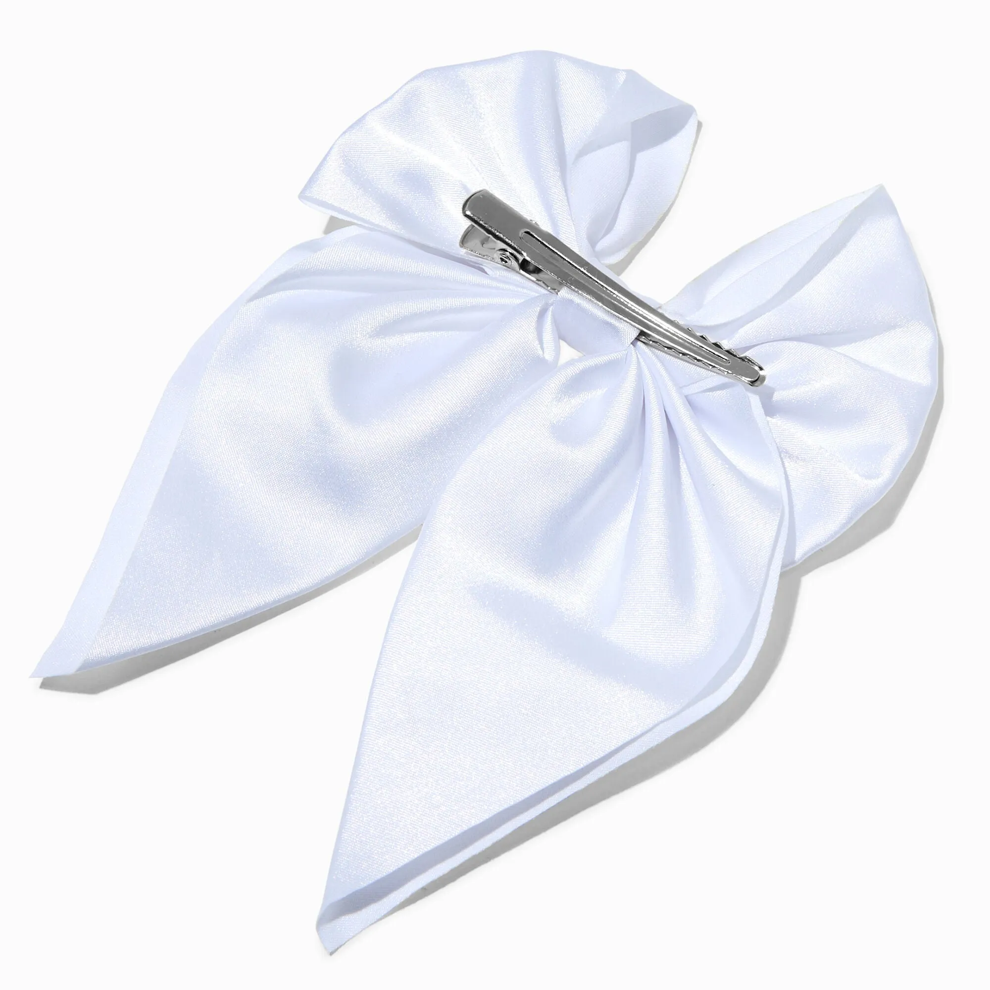 Claire's Club White Satin Bow Barrette Hair Clip