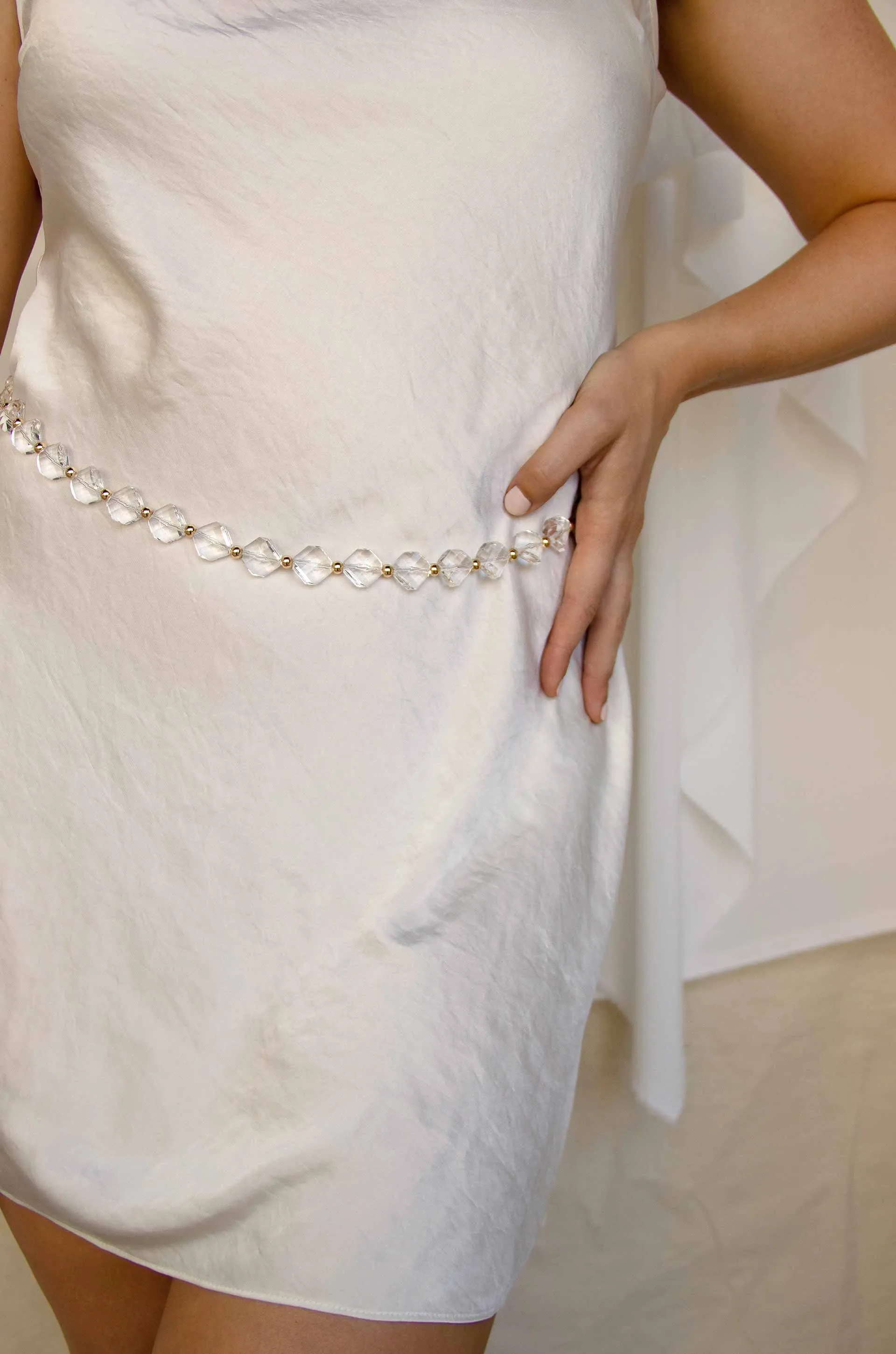 Clear Acrylic Diamond Shape Beaded Belt
