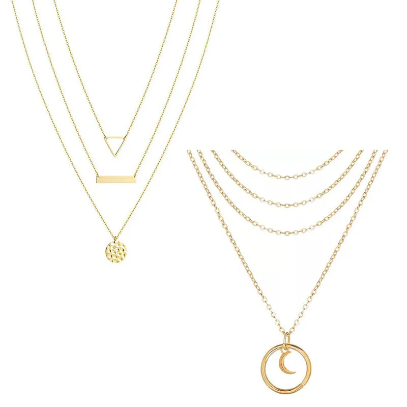 Combo of 2 Gold Plated Layered Necklace