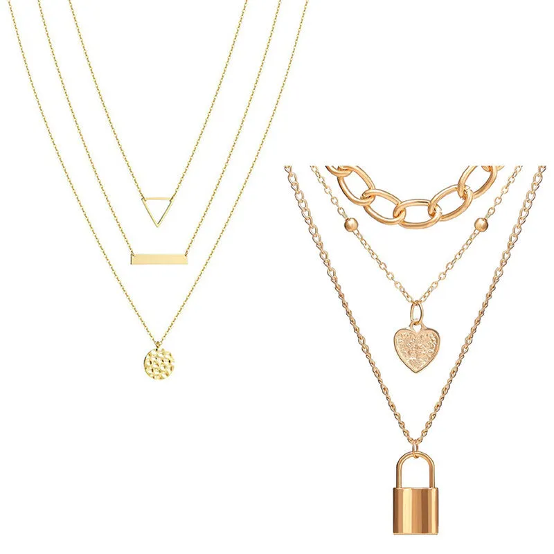 Combo of 2 Gold Plated Layered Pendant