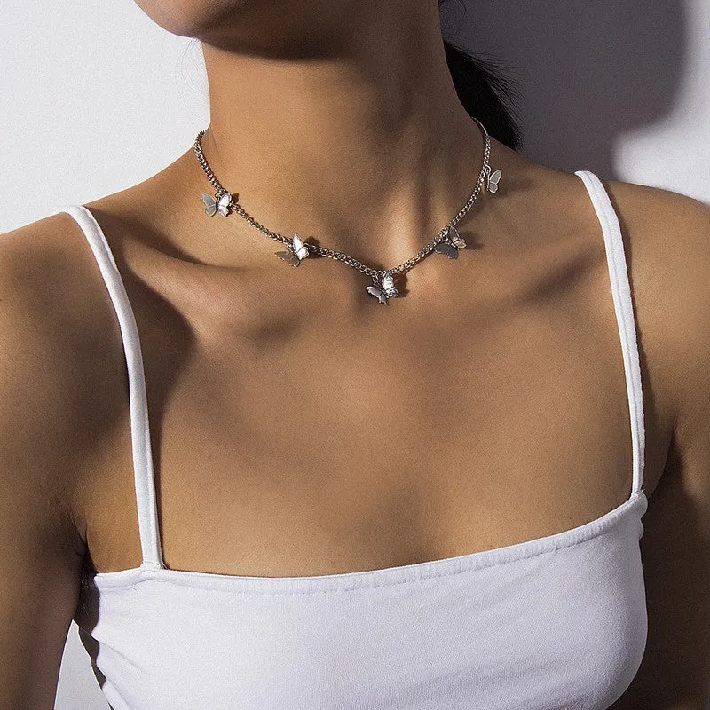 Combo of 2 Golden Silver Layered Butterfly Necklace