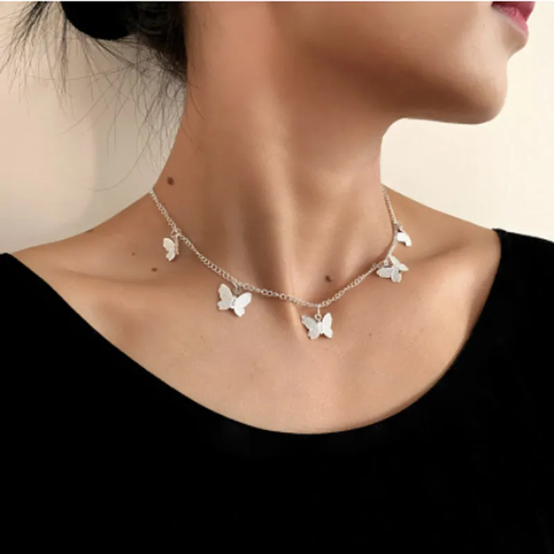 Combo of 2 Golden Silver Layered Butterfly Necklace