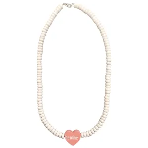 Conversation Heart White Beaded Necklace - Pink Be Mine