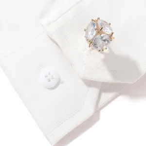 Copper Zirconia Gold Silver Shirt Cufflinks