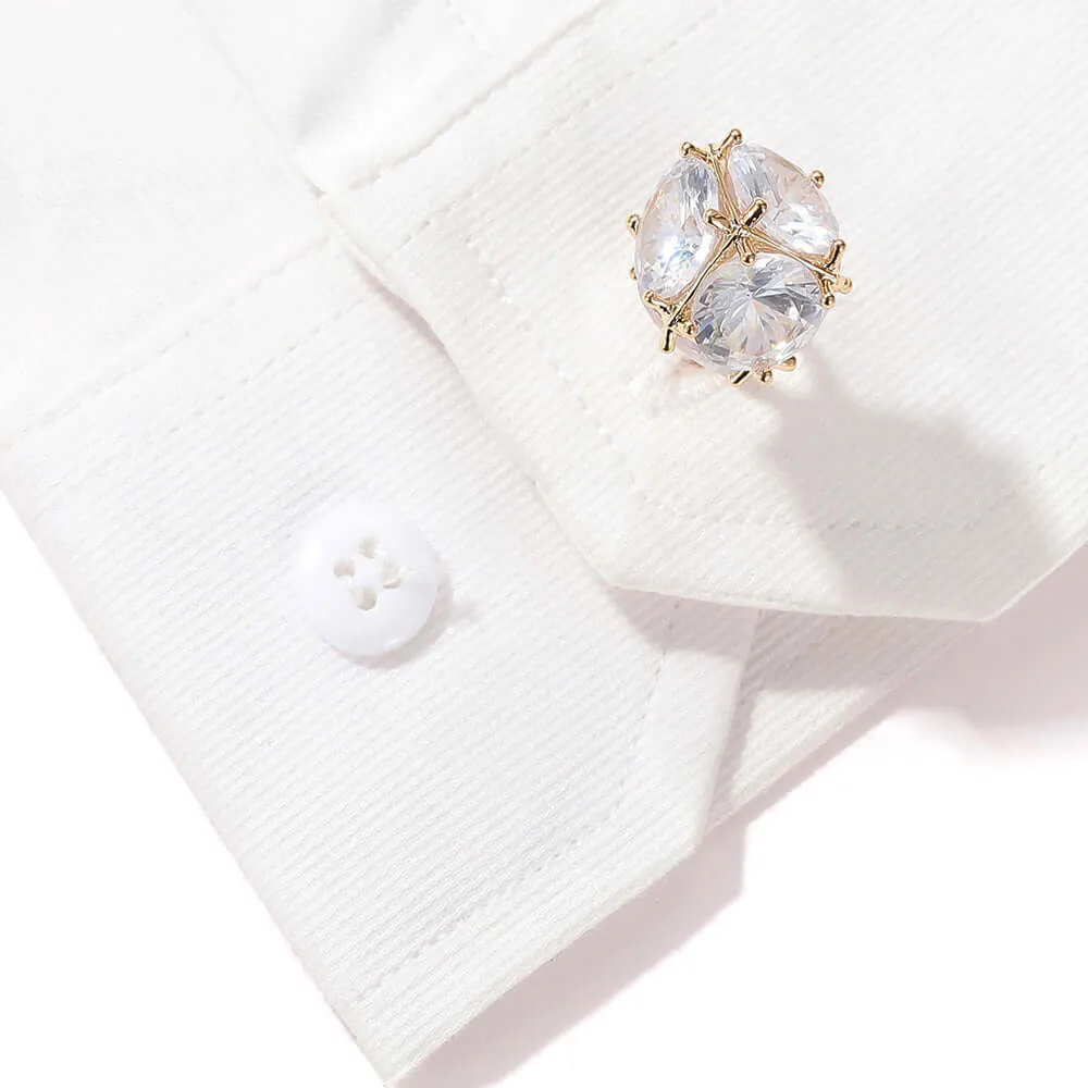 Copper Zirconia Gold Silver Shirt Cufflinks