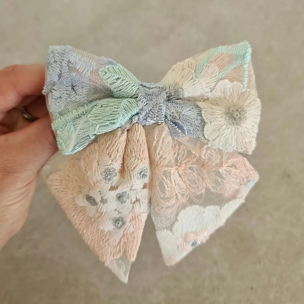 Coral Bow Clip