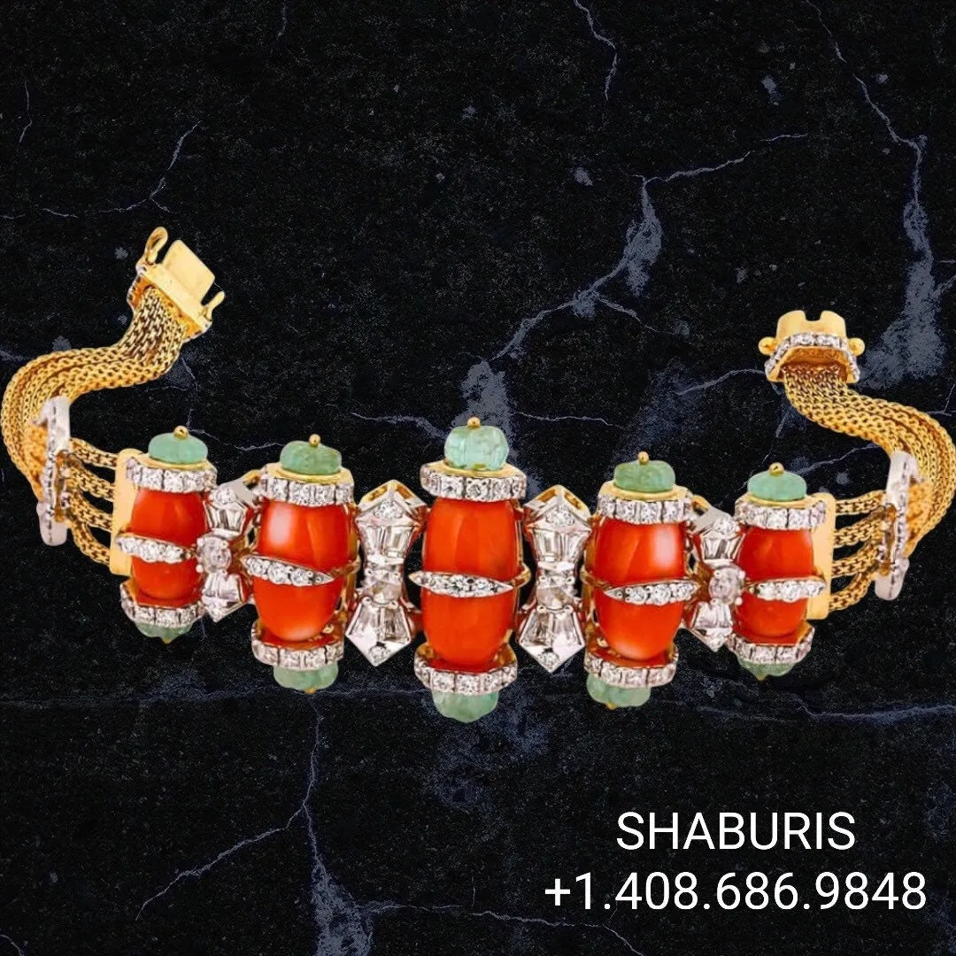 Coral mala bead jewelry gemstone jewelry polki diamond emerald necklace pure silver jewelry south indian gold jewelry sets -SHABURIS