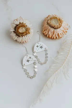 Cosmic Dangler Earrings, All Silver