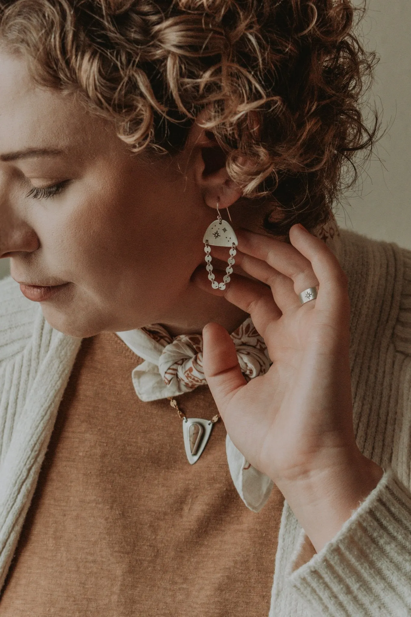 Cosmic Dangler Earrings, All Silver