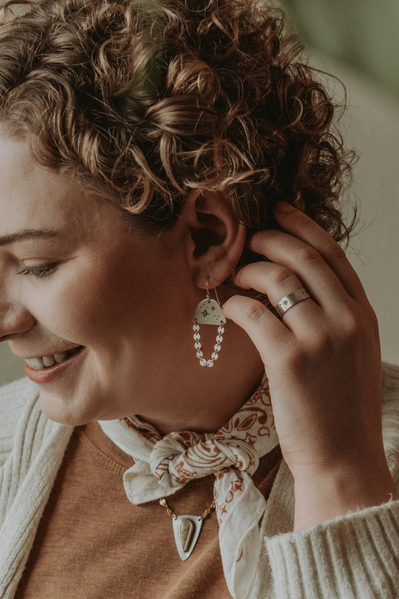 Cosmic Dangler Earrings, All Silver