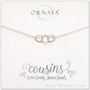 “Cousins” Sterling Silver Necklace on Personalized Jewelry Card