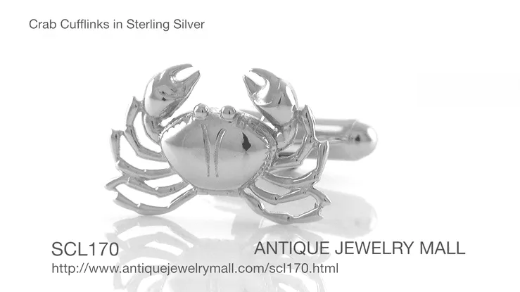 Crab Cufflinks in Sterling Silver