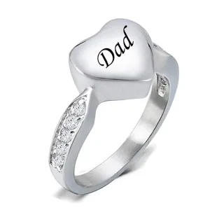 Cremation Jewelry Crystal Heart Ring