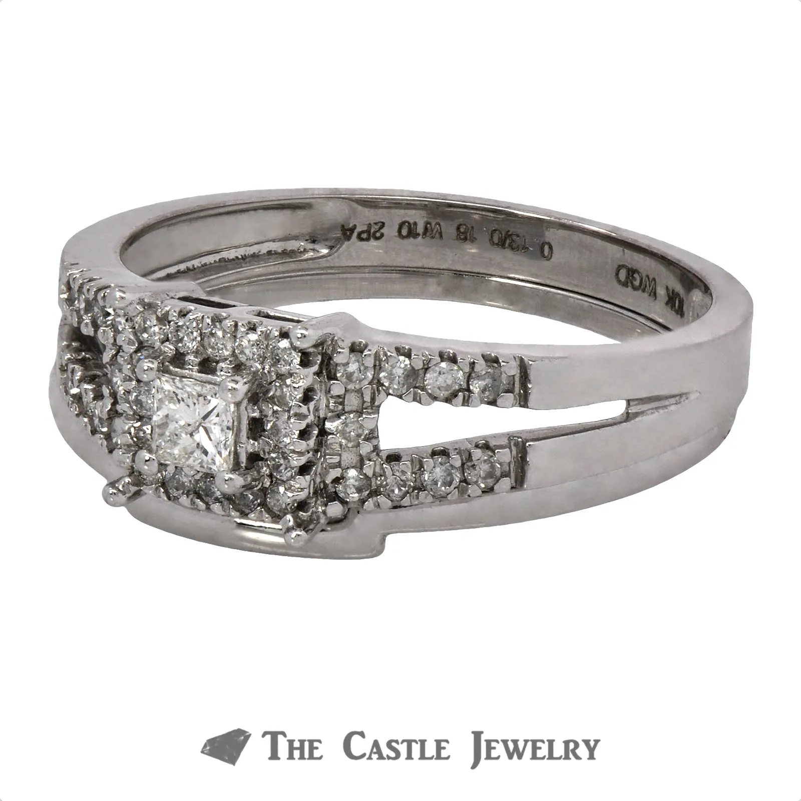 Crown Collection .33cttw Princess Cut Diamond Bridal Set with Split Shank
