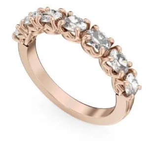 Crown Ring 14K Rose Gold 7 Oval Cut Diamond Band