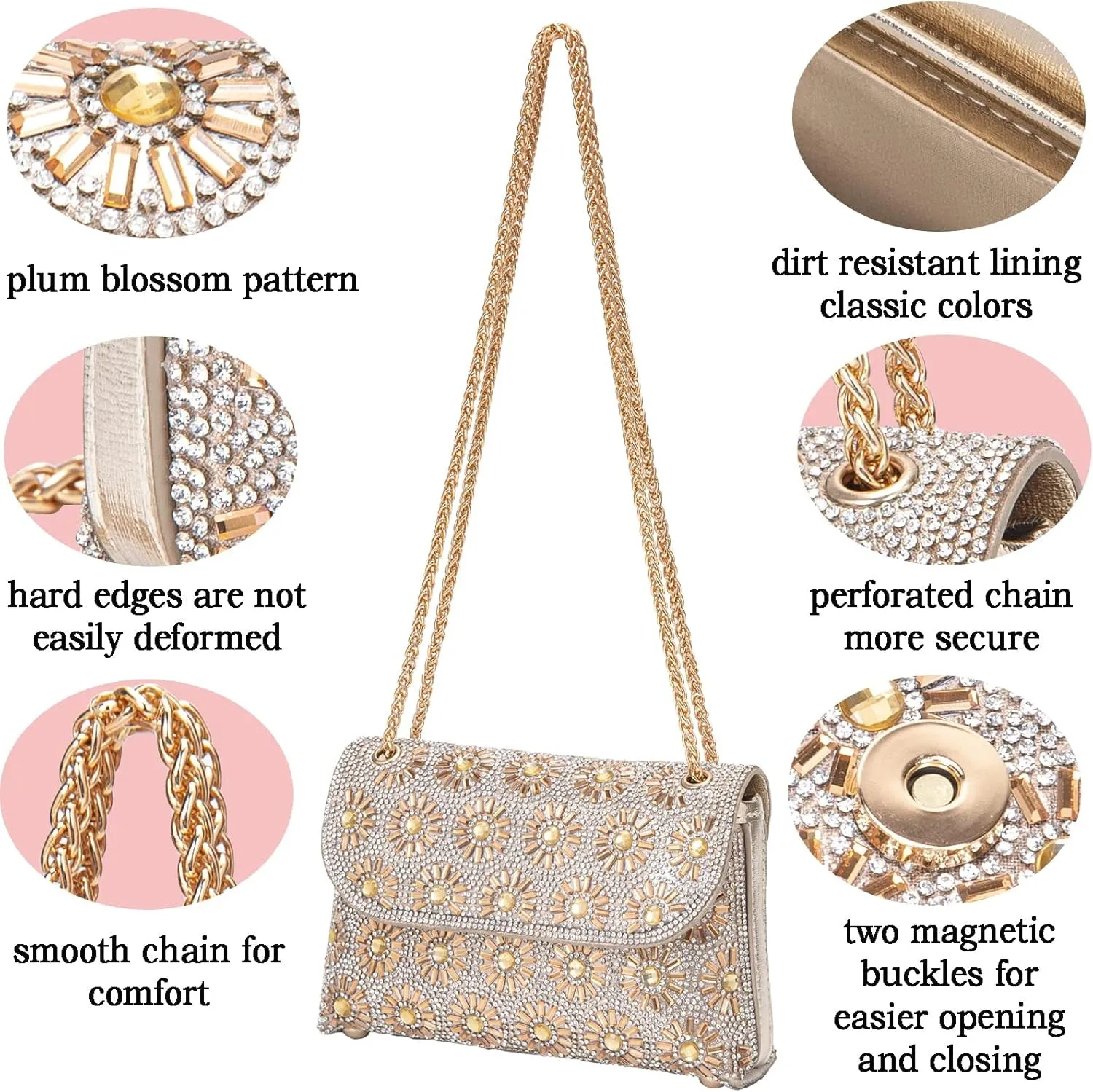 Crystals Crossbody Bag for Women, Rhinestone Evening Bag