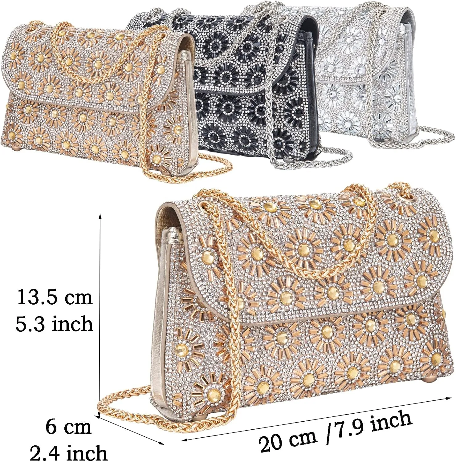 Crystals Crossbody Bag for Women, Rhinestone Evening Bag