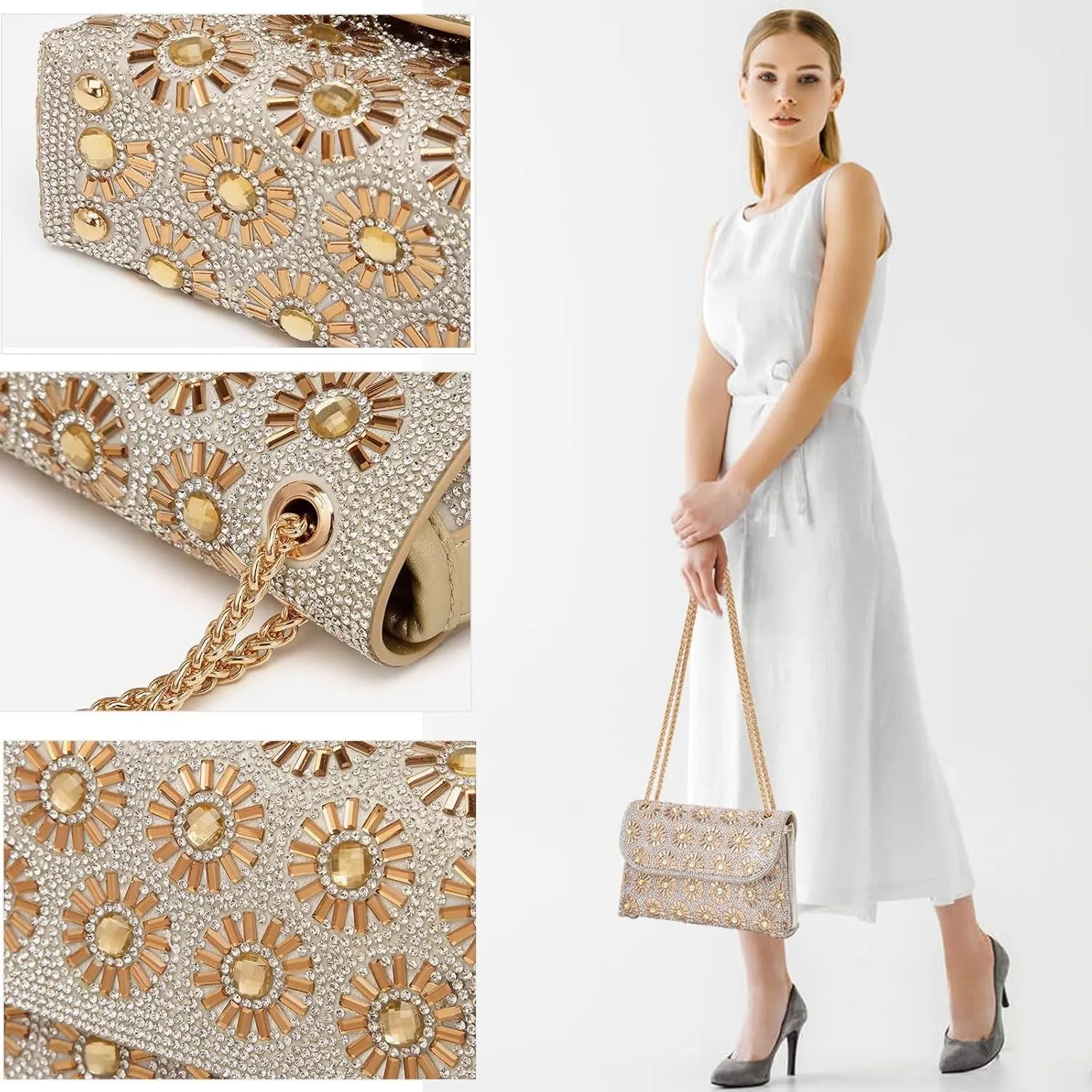 Crystals Crossbody Bag for Women, Rhinestone Evening Bag