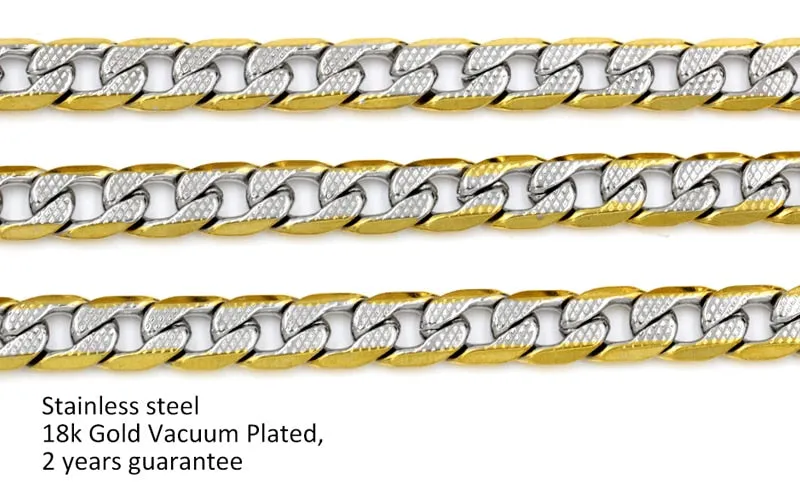 Cuban Link Chain Necklace for Women Gold Mixed Silver Jewelry
