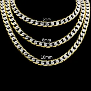 Cuban Link Chain Necklace for Women Gold Mixed Silver Jewelry