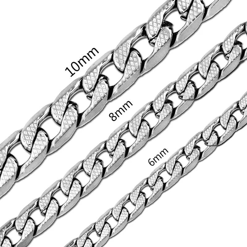 Cuban Link Chain Necklace for Women Gold Mixed Silver Jewelry