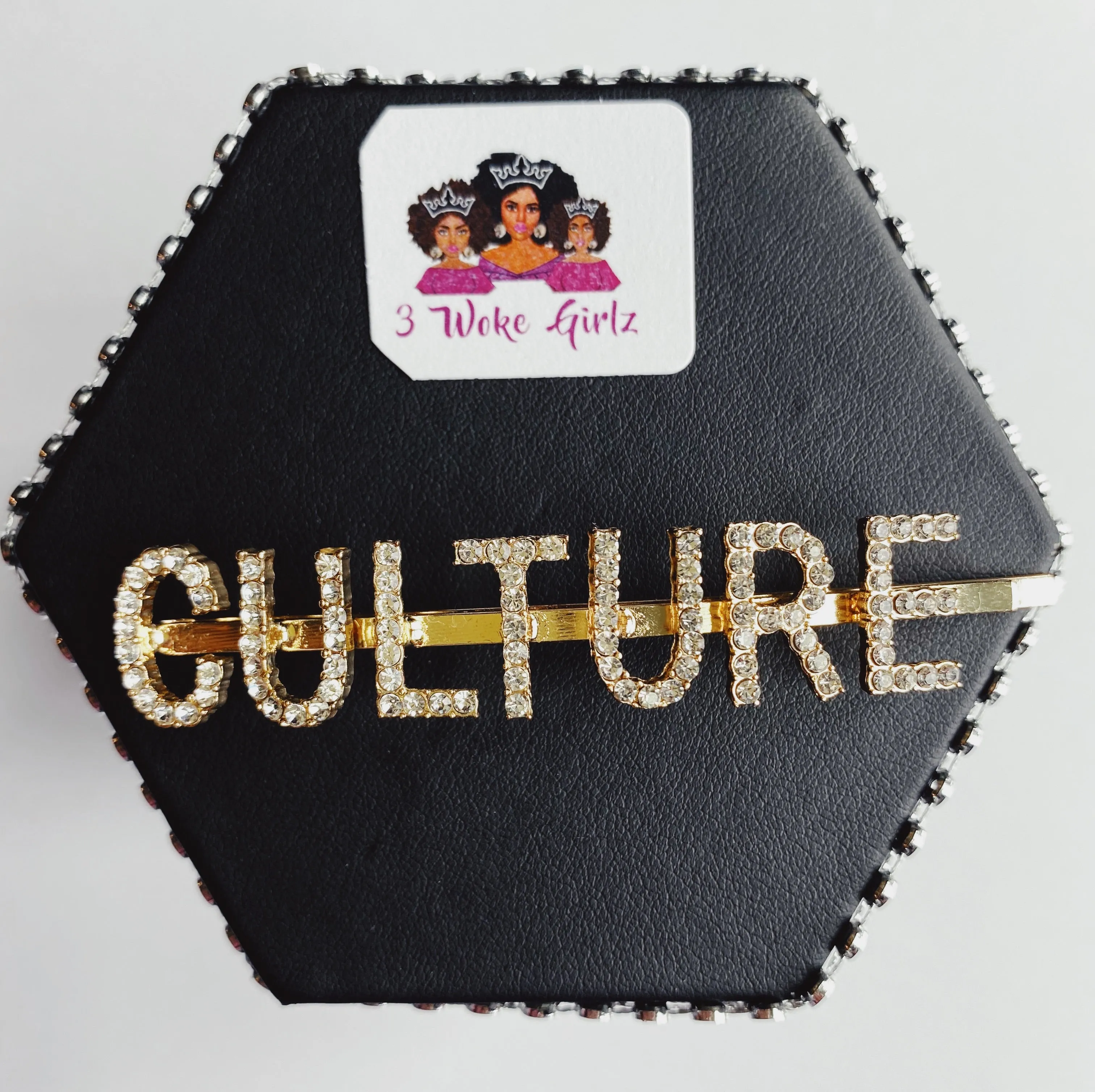 CULTURE Rhinestone Statement Words Hairpin Hair Clip