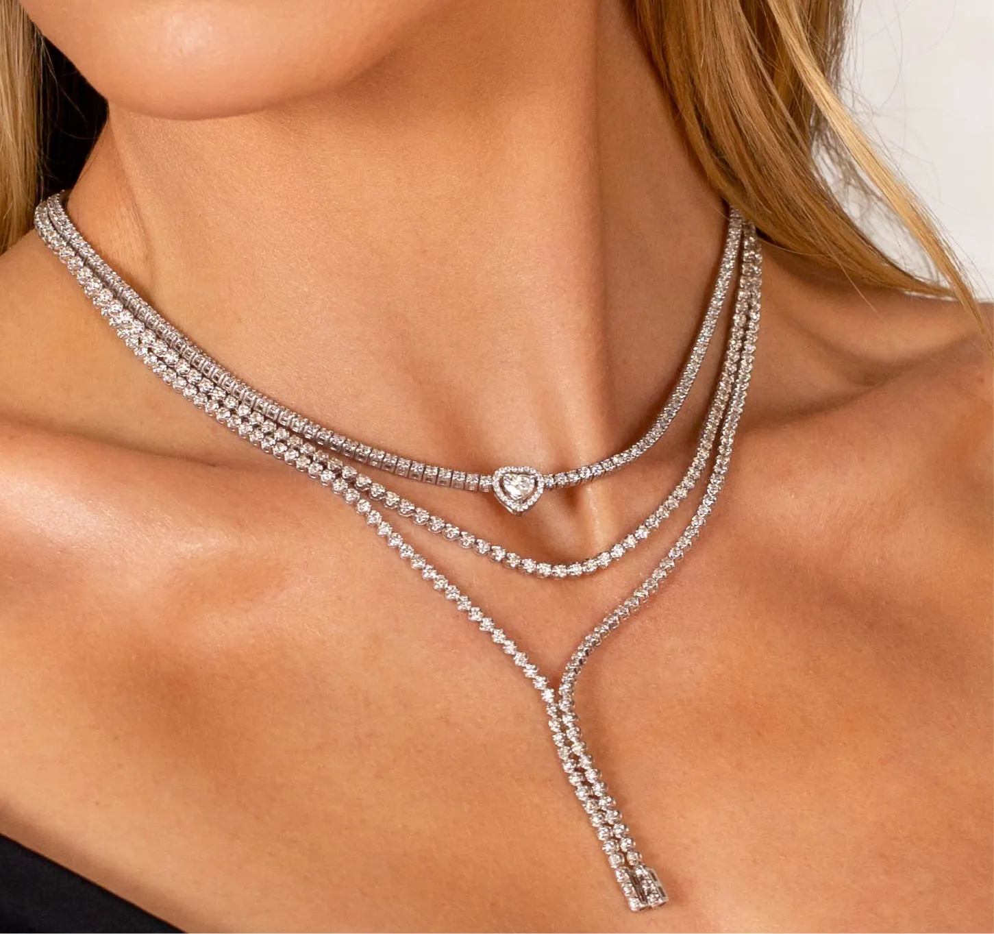 Cupcake Set Diamond Tennis Necklace 14K