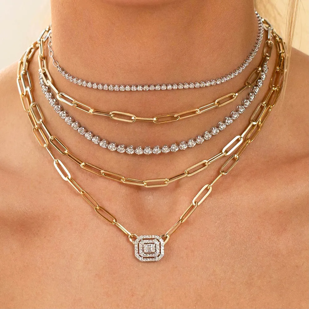 Cupcake Set Diamond Tennis Necklace 14K