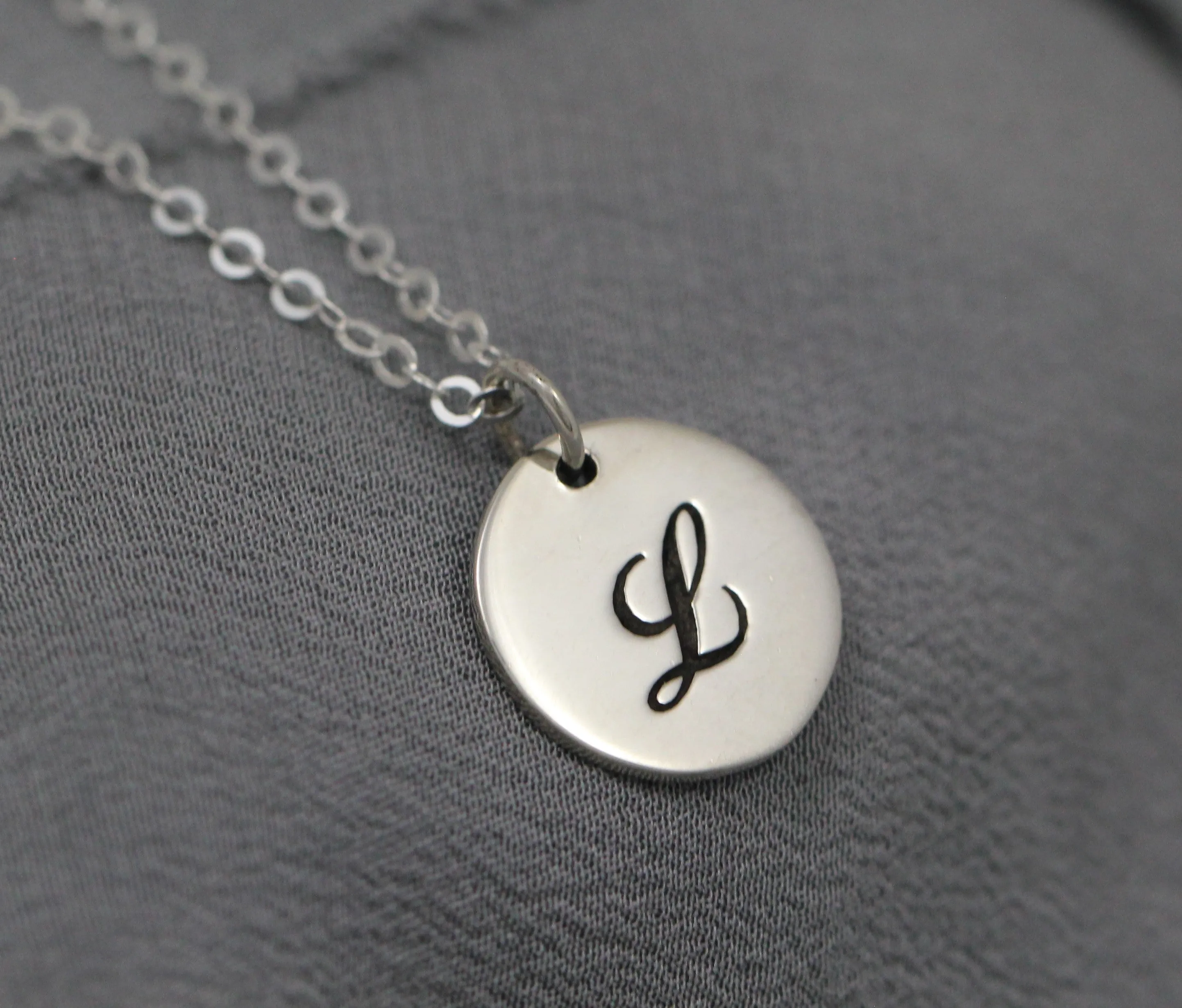 Cursive Initial Necklace in Sterling Silver, Personalized Jewelry for Her