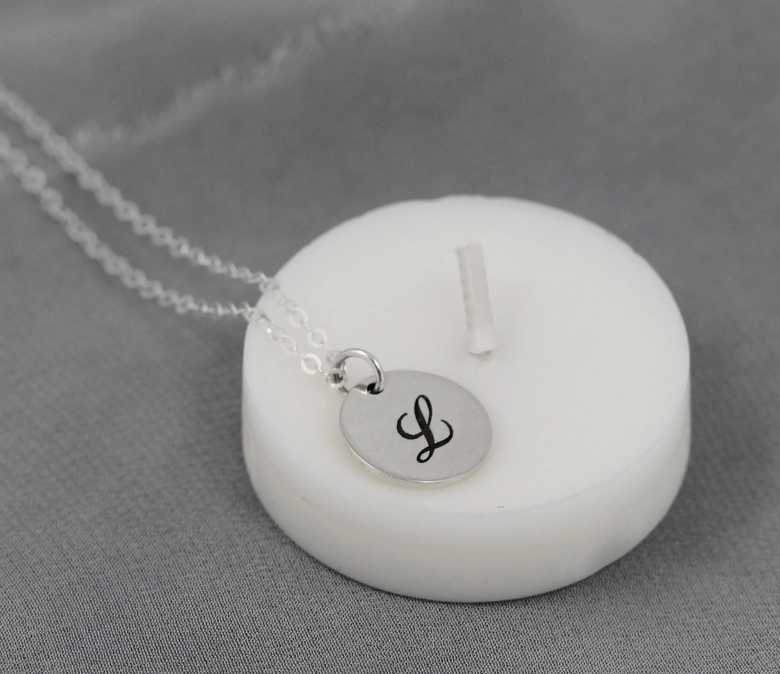 Cursive Initial Necklace in Sterling Silver, Personalized Jewelry for Her