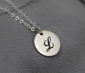 Cursive Initial Necklace in Sterling Silver, Personalized Jewelry for Her