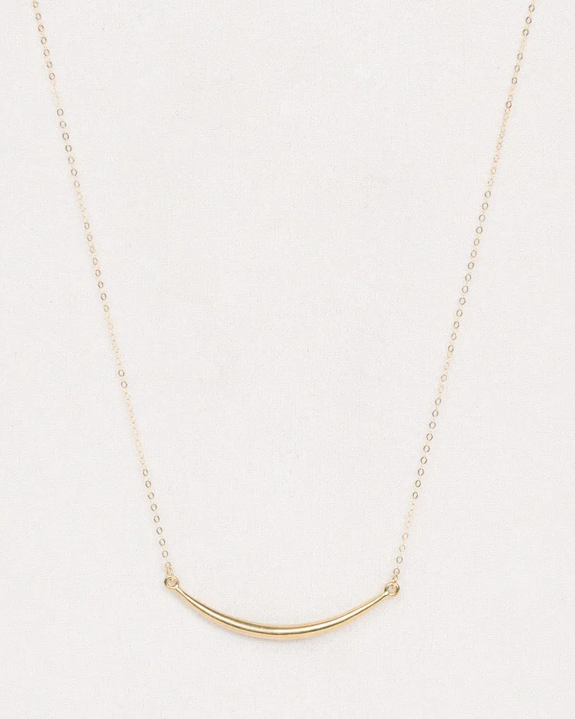 Curved Quill Necklace, Gold Filled