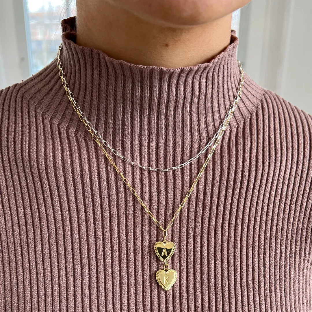 Custom Double Initial Two Tone Necklace